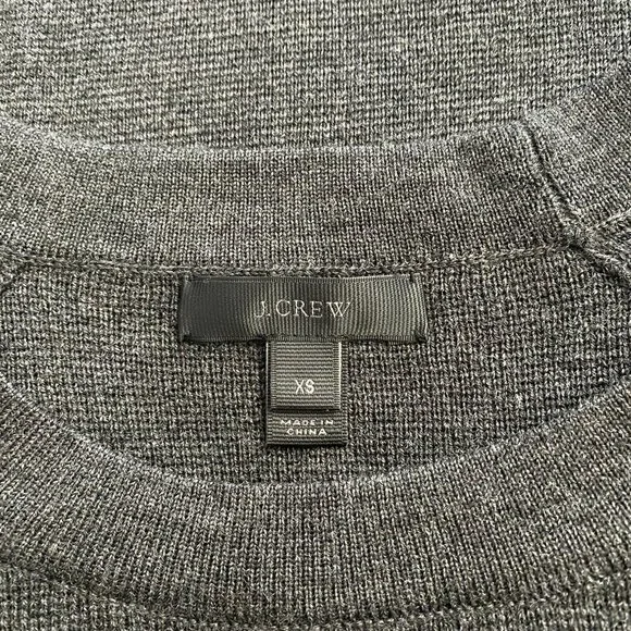 J. Crew Merino Wool Leather Pocket Tee Sweater Women's XS Grey - Picture 6 of 9